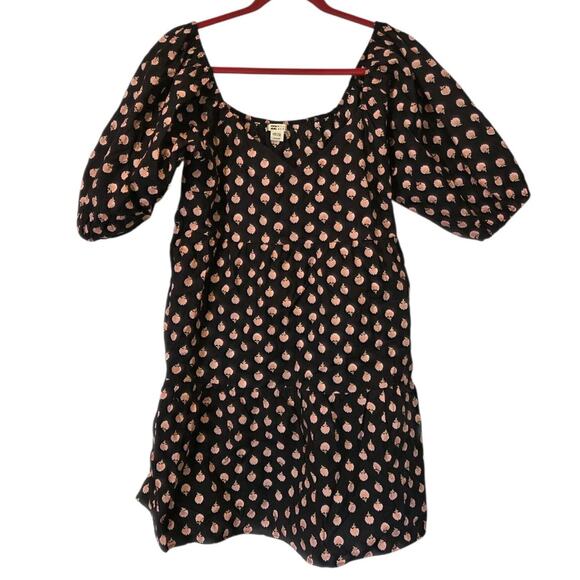 Billabong Breezy Palms Black Pebble Cotton Sundress Puff Sleeves Romantic NWT XL - Picture 3 of 16